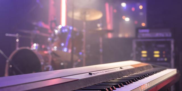 Close up of musical keys indoors with beautiful lighting.