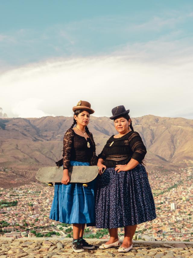 Luisa Dorr - Joselin Brenda Mamani tinta (27) and Lucia Rosmeri tinta Quispe (46) Brenda and her mother are considered Pollera women from a different ethny called Aymara from La Paz. Brenda started skateboarding 6 years ago and felt that this activity could give her direction, something to learn that would stimulate her to drop her fears and get out of her comfort zone. She says - 